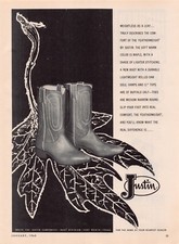 Justin Western Wear Cowboy Boot Horse Gear Fort Worth TX Vtg Magazine Print Ad picture