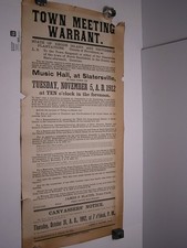 Antique Smithfield Rhode Island Town Meeting Poster 1912 picture