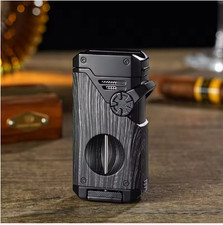 Four Blue Flame Rocker Lighter: V-Cutter, Anti-Hot Fork, Visual Gas Window Multi picture