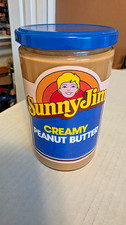 SUNNY JIM - 18OZ FULL JAR VINTAGE CREAMY PEANUT BUTTER. SEALED & UNOPENED, MINT picture