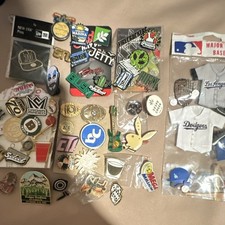 65-Pin Hat Collection – Sports, Dodgers, Pop Culture & Rare Pins & LA Scr. Stick picture