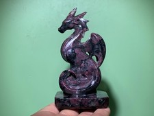 4.7''+ Natural Garnet quartz crystal hand carved Crystal Fly Dragon skull 1pc picture