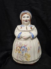Vintage Shawnee Pottery Cooky Dutch Girl Cookie Jar Gold Trim Floral Decal USA  picture