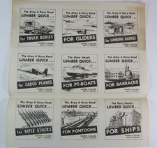 WWII 1943 U.S. Army Navy Lumber Quick Propaganda Foldout 9 Designs Loggers picture