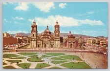 Vintage Metropolitan Cathedral Zocalo Plaza Daytime View Mexico City DF Postcard picture