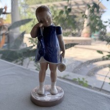 Bing & Grondahl #2246 Spilt Milk Figurine Girl with Pitcher Blue Dress Denmark picture