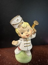 Vintage Japan Ceramic Boy Band Leader Figurine w/ Horn, 1955, 5 in picture