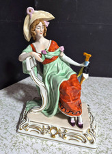Antique German Scheibe-Albash Porcelain Figurine, Seated Lady, 9