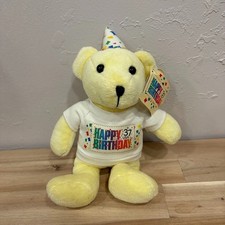 Happy Birthday Bear 37 cent Postal Stamp Plush Yellow 10” T Shirt Bear picture