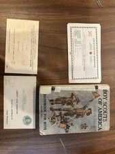 Boy Scout of America Handbook, 1914, With Liberty Loan And Red Cross Post Cards picture