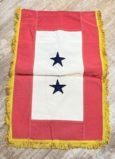 Vtg US Army Major General Two Star Command Flag Gold Fringe Military Banner WWII picture