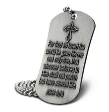 John 3:16-Antique Finish Dog Tag Necklace picture