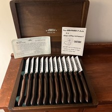 N.O.S. CUTCO #1058 Set of 12 Steak Knives w/ Orig. Covers & Walnut Box 1960’s picture