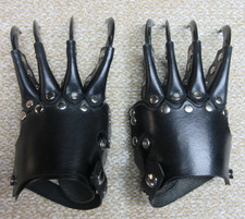 Black Leather Dragon Claw Bracers Gauntlets for Fantasy Faire Warrior Elven picture