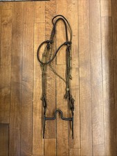 Antique BRAIDED LEATHER HEADSTALL w/McChesney Bit/Throat Latch EARLY COWBOY picture