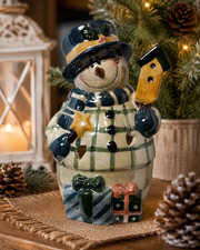 Vintage Crazy Mountain Snowman Tealight Holder picture
