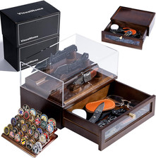 No.2 Premium Knife Display Case for up to 10 Knives Wooden Pocket Knife Organize picture