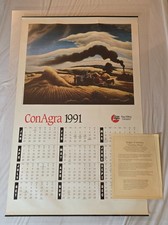 Conagra 1991 Wall Calendar Threshing Wheat Painting Print Thomas Hart Benton picture