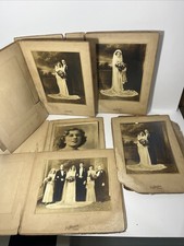 Antique Black & White Wedding Photos early 1900's Lot Of 5 Art Deco Sepia picture