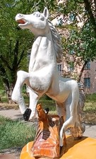 Vintage ORIGINAL Majestic Hand Carved Wooden Stallion Horse Statue picture