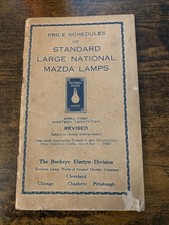 1922 Price Schedules Of Standard Large National Mazda Lamps picture