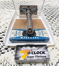 Vintage 1963 Gillette Slim Adjustable Safety Razor, cased and w/original blades picture