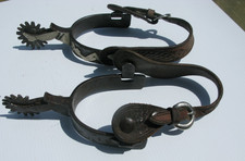 SUPER Antique American Cowboy old West marked MADOLE SPURS silver engraved WOW picture