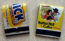 Candy & Coffee Two-fer; Old Nick and Butter-Nut; Very Vtg. Matchbooks; Nice&Nice picture