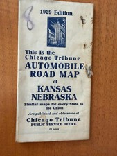 1929 Chicago Tribune Automobile Road Map of Kansas & Nebraska picture