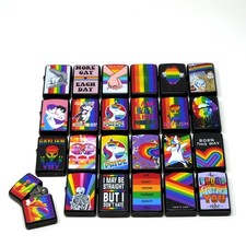 Collectible Gay Pride  – 24 Pcs Mixed Black Metal Windproof Oil Lighters picture