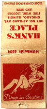 1940s Hank's Place Tavern Bar Lounge Vintage Matchbook Cover Chicago Illinois picture