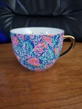 Lilly Pulitzer 12oz Ceramic Coffee Or Tea Mug With Gold Handle New No Box picture