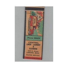 Matchbook Cover Central Linen Laundry & Cleaners Lansing MI picture