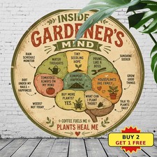 Gardener Brain Tin Sign Humorous Plant Lover Outdoor Yard Garden Plaque 8x8 picture