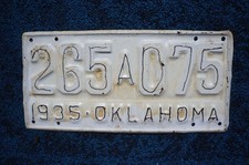 1935 Oklahoma License Plate picture