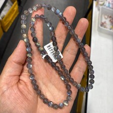 1Pcs 6mm Natural Labradorite Blue Flash Quartz Beaded Bracelet Necklace Crystal picture