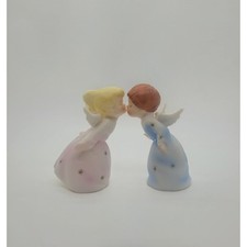 Vintage Schmid Bros Japan Kissing Angel Figurines Boy Girl Ceramic Set picture