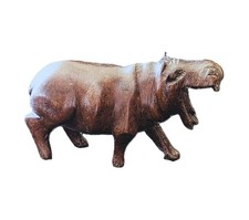 VTG Hippo Hand Carved Primitive Wood Hippopotamus Figurine 4.5