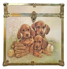 Vintage Seward Ruane Manning Toy Box Cube Trunk Chest Puppy Dog Baseball picture