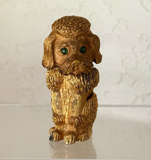 Vintage Rosenfeld By Florenza Poodle Table Lighter Gold Tone Brooch Green Eyes picture
