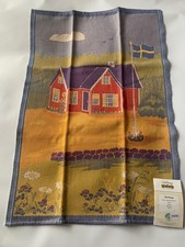 Vtg Mint Ekelund Master Weavers Sweden Tea Towel 19” X 28” Red Cottage NWT picture