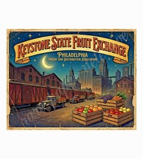 Keystone State Fruit 1950s Style Fruit Crate Label, Retro Advertising 10.5