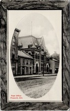 Post Office Prescott Ontario ON WC Robinson Store c1911 Oval Postcard H16 picture