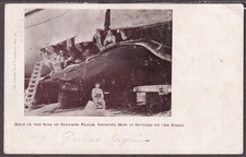 OR St. Johns UDB LITHO PC 1906 SS GEORGE W. ELDER in Drydock GAPING HOLE Workers picture