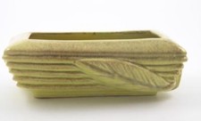 Vintage Gonder Original Oblong Ribbed Pottery Planter Dimensional Leaf Design picture