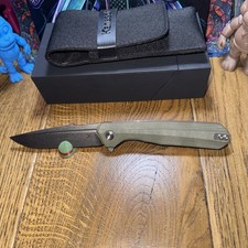 Kansept Qilin Stonewashed 154CM Blade. Olive G10 Handles. Back Flip Liner Lock. picture