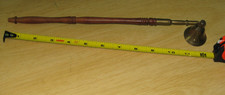Vintage Brass Candlesnuffer with Turned Wood Handle 12 inches picture