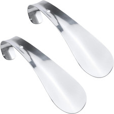 Antrader 2Pcs 5.7 Inch Stainless Steel Pocket Shoe Horns for Kids Men Women picture