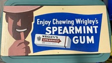 Vintage Wrigley’s Spearmint Gum Advertising Sign 30” x 14” Tempered Hardwood picture