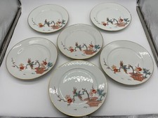 6 Fukagawa Karansha Orchid Mark Kukiemon Style Plates 1930s-50s Japan Gilt Edge picture